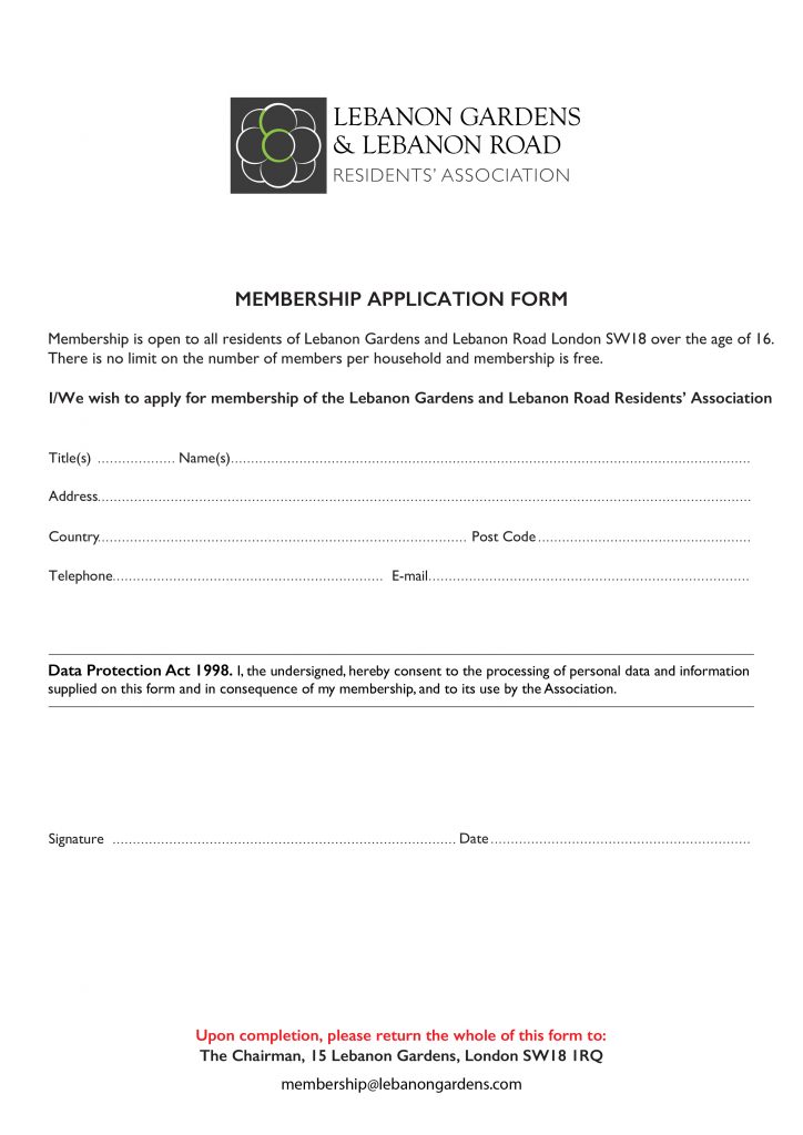 LGLRRA membership application